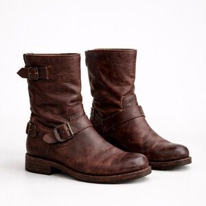 FRYE Veronica Short Moto Boot in Merlot Brown 9